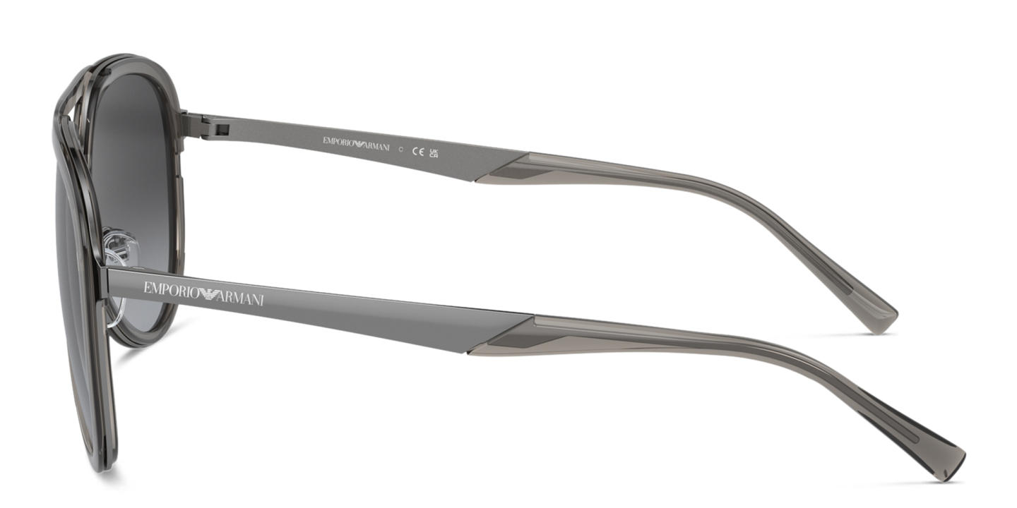 Emporio Armani Pilot Sunglasses in Shiny Transparent Smoke – Product Photo 2