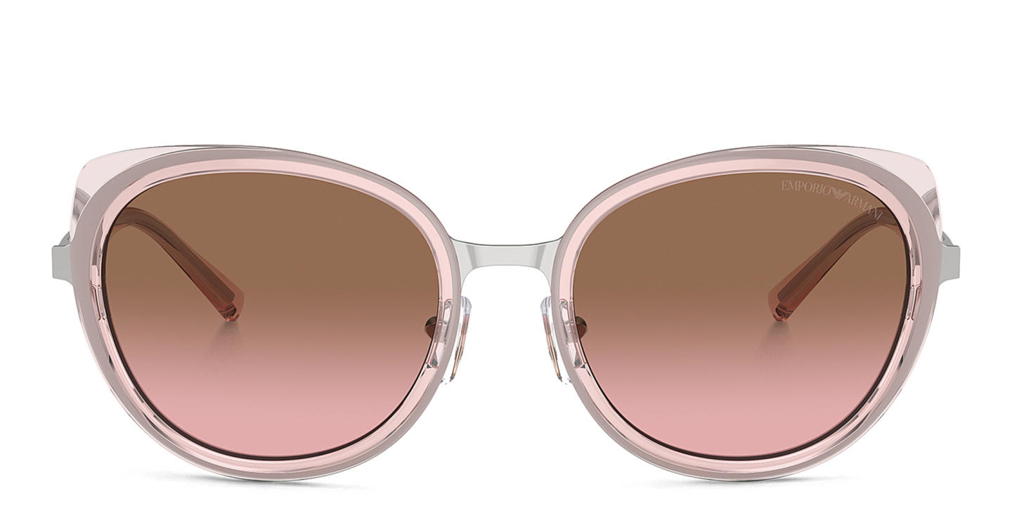 Emporio Armani Logo-Engraved Round Sunglasses in Silver – Product Photo 0