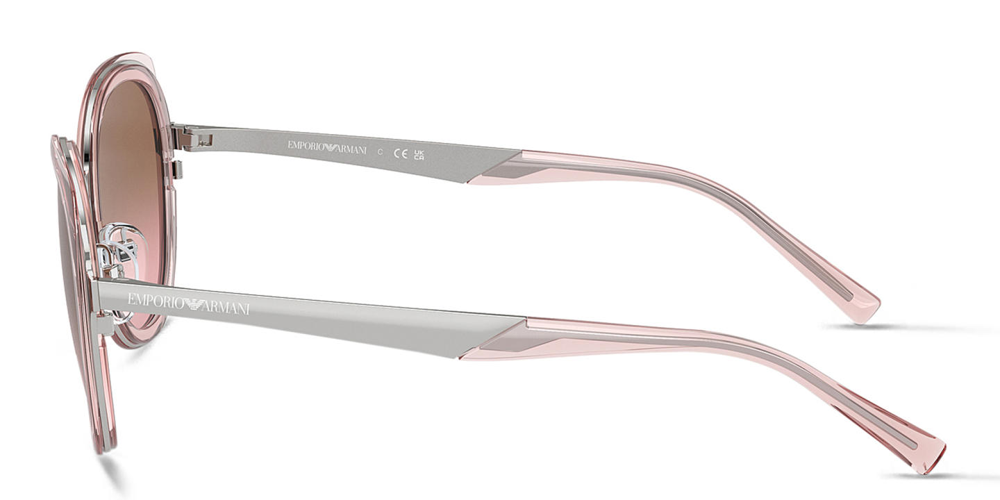 Emporio Armani Logo-Engraved Round Sunglasses in Silver – Product Photo 2