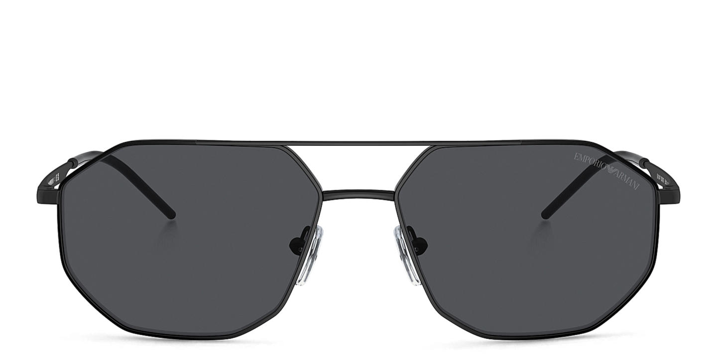 Shop Emporio Armani Irregular Sunglasses in Matte Black online.