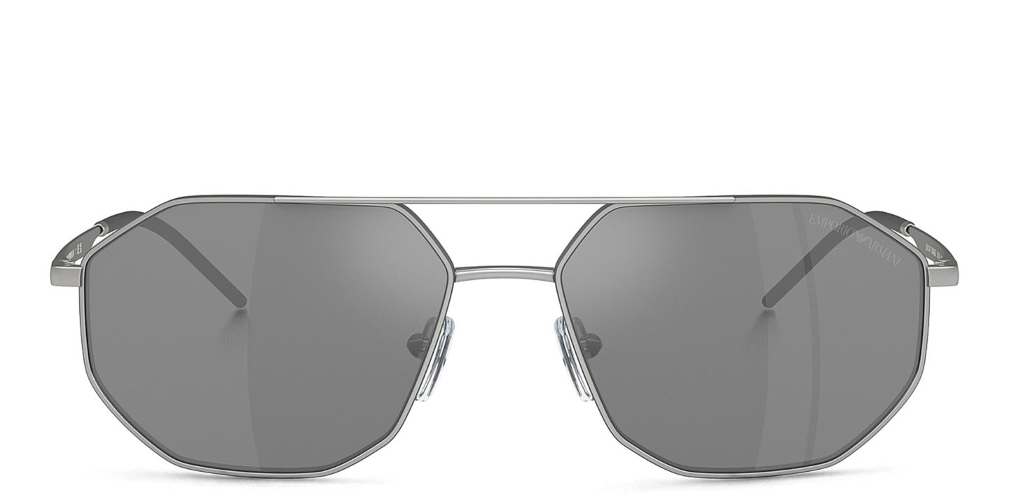Emporio Armani Irregular Sunglasses in Matte Silver – Product Photo 0