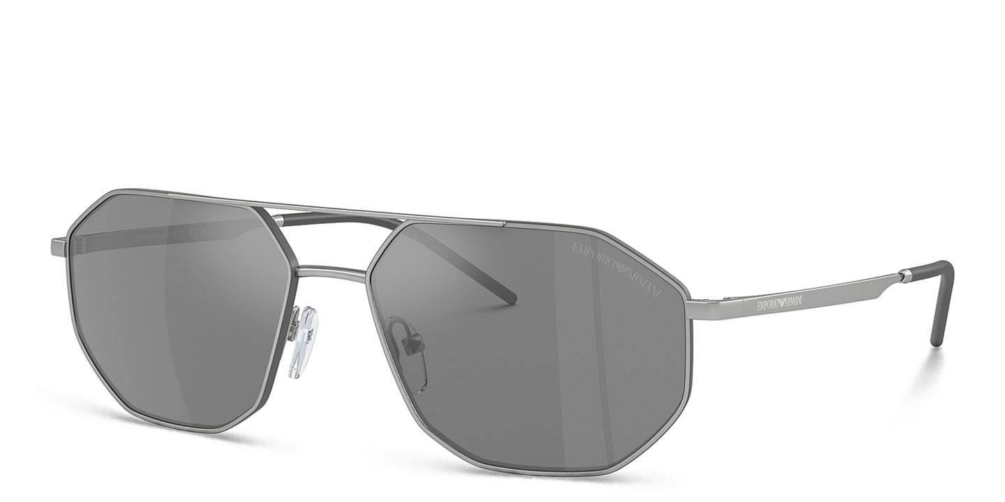 Emporio Armani Irregular Sunglasses in Matte Silver – Product Photo 1