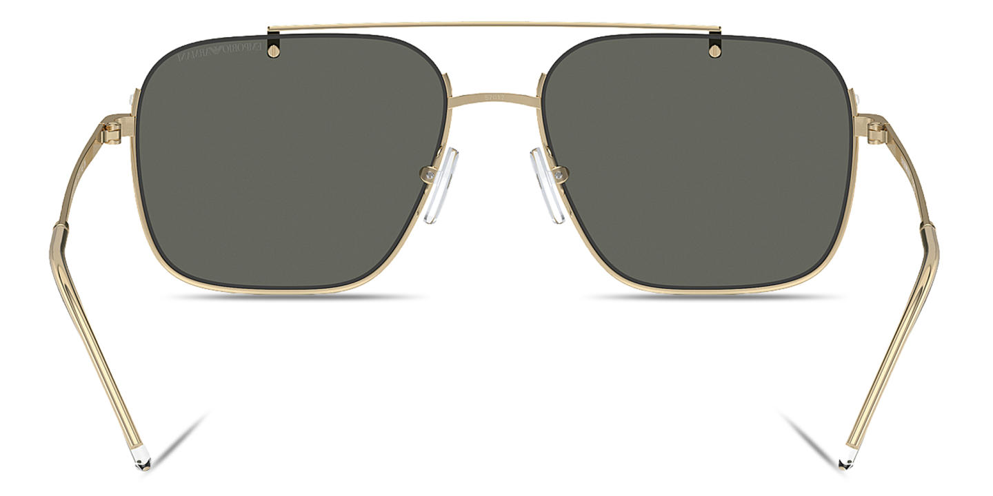 Shop Emporio Armani Logo Half-Rim Rectangle Sunglasses in Gold online.