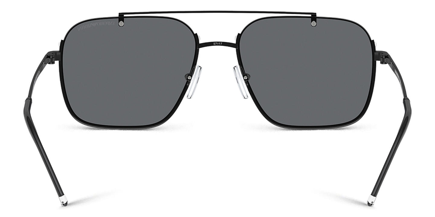 Shop Emporio Armani Rectangle Sunglasses in Shiny Black online.