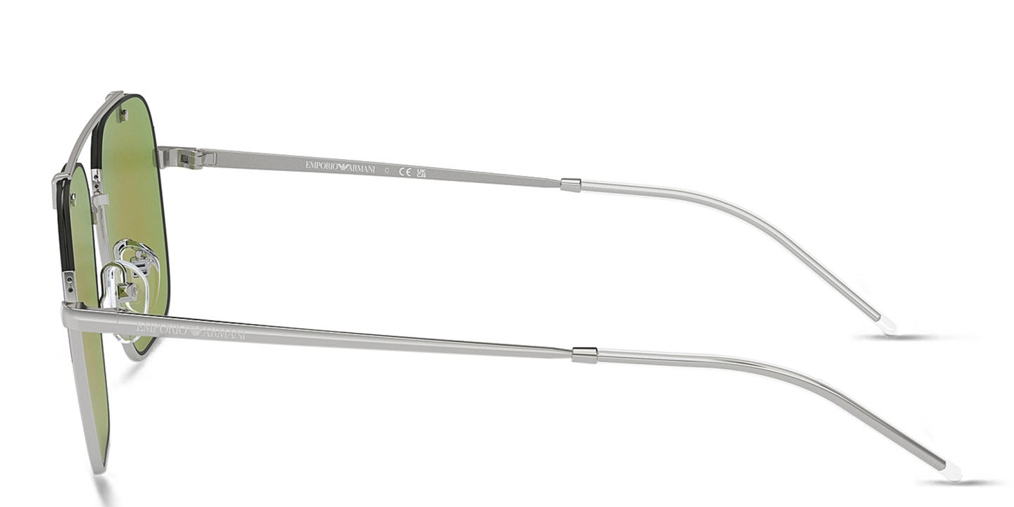 Shop Emporio Armani Half-Rim Rectangle Sunglasses in Silver online.