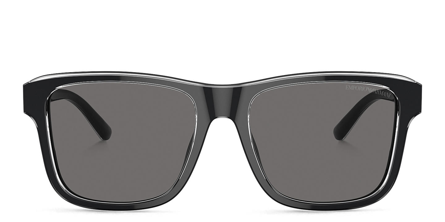 Shop Emporio Armani Pillow Sunglasses in Black online.