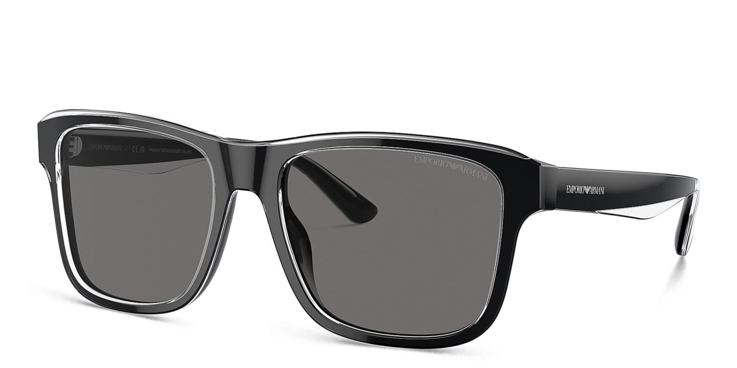 Shop Emporio Armani Pillow Sunglasses in Black online.