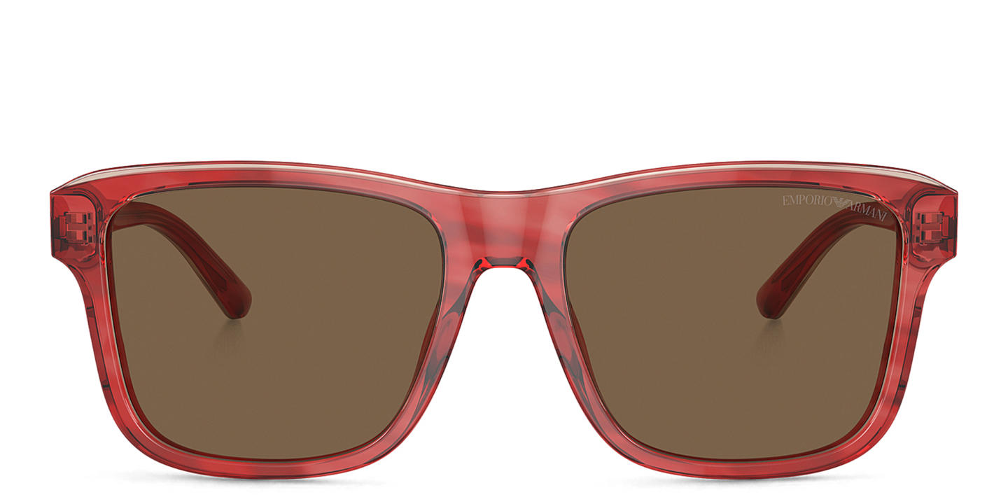 تسوق نظارات شمسية مربّعة امبوريو أرماني بلون أحمر أونلاين.