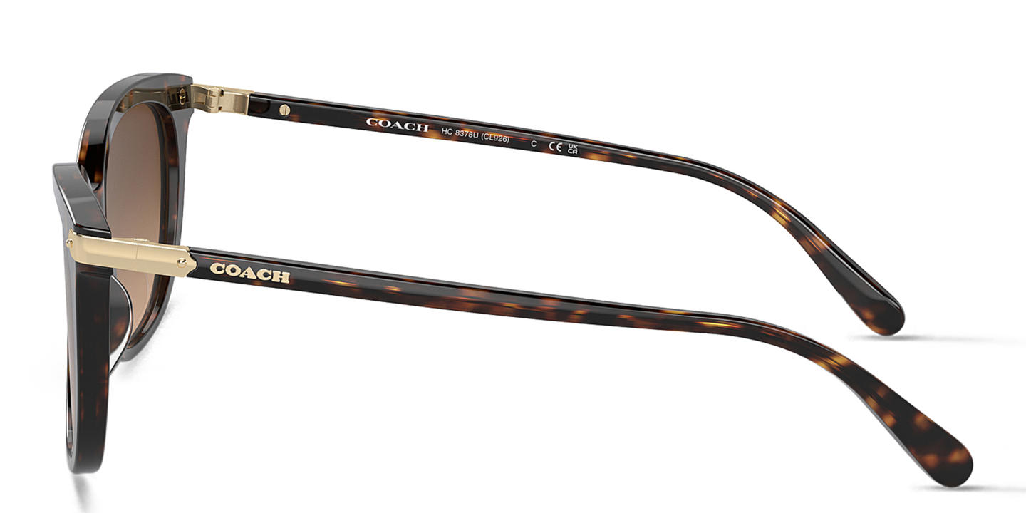 Shop Coach Logo Signature Cat-Eye Sunglasses in Dark Tortoise online.
