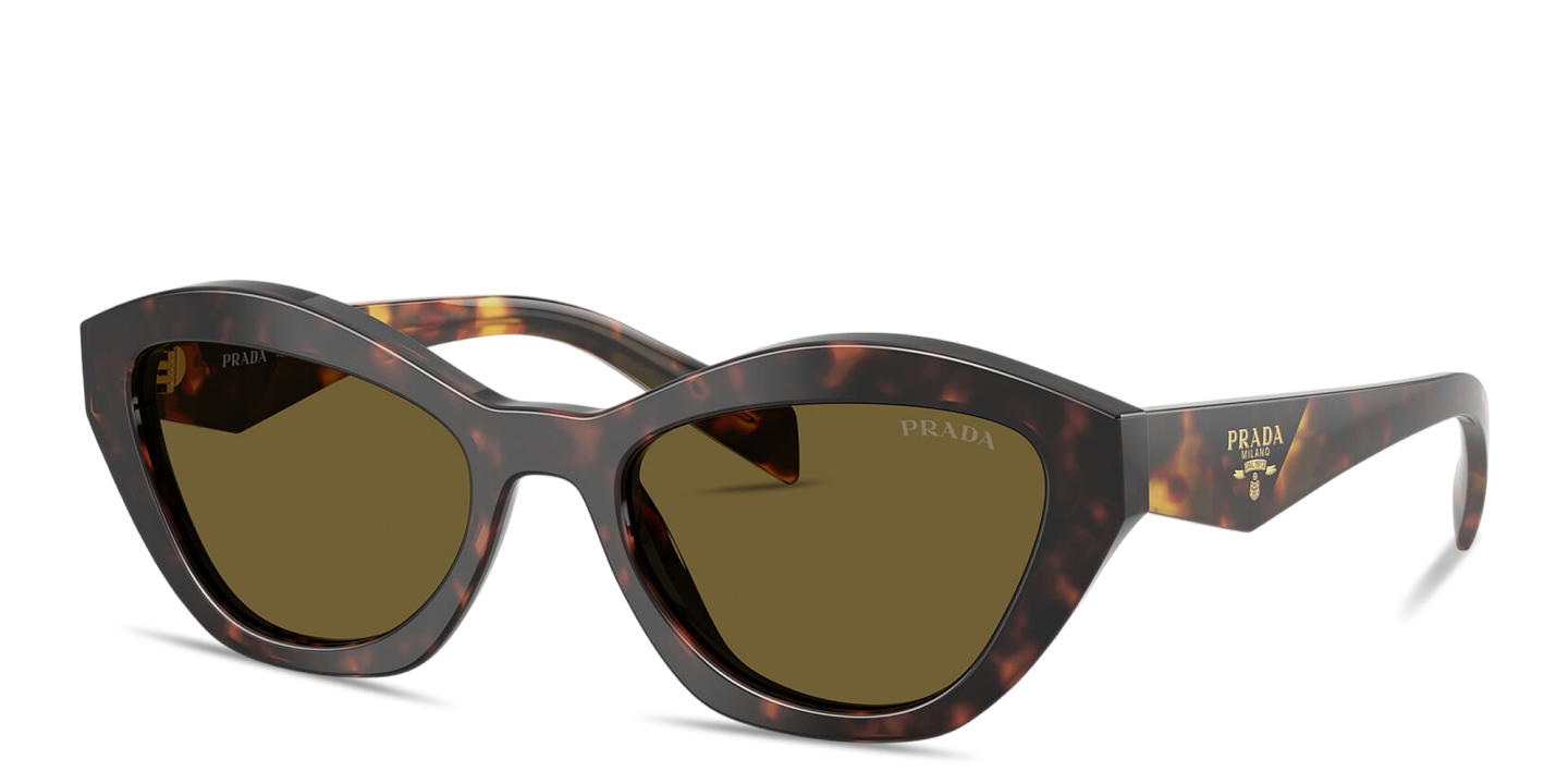 Shop PRADA Logo Print Butterfly Sunglasses in Tortoise online.