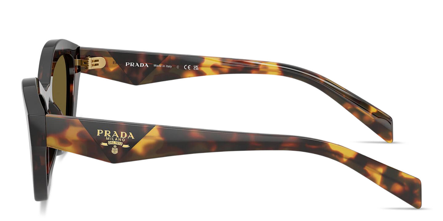 Shop PRADA Logo Print Butterfly Sunglasses in Tortoise online.