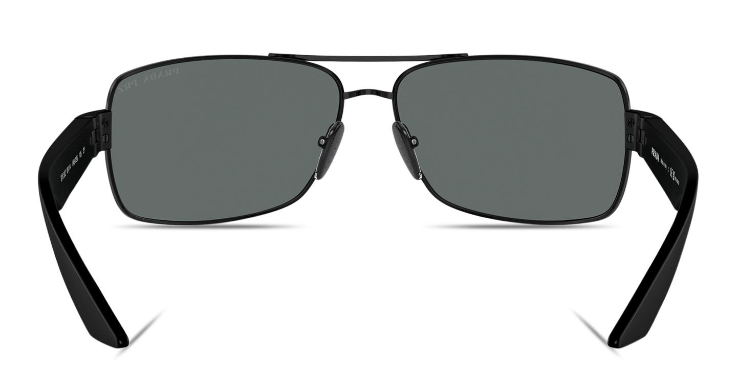 Shop Prada Linea Rossa Logo Signature Wide Rectangle Sunglasses in Black online.