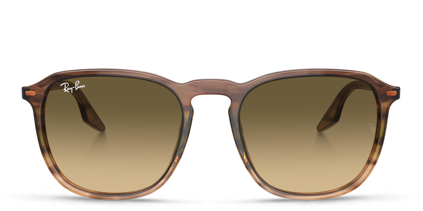 Shop Ray-Ban Unisex Square Sunglasses in Striped Brown & Green online.