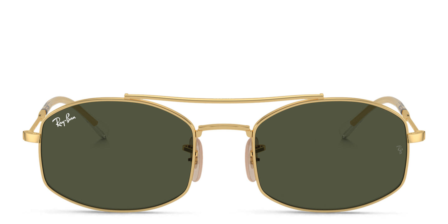 Shop Ray-Ban Unisex Oval Sunglasses in Gold online.