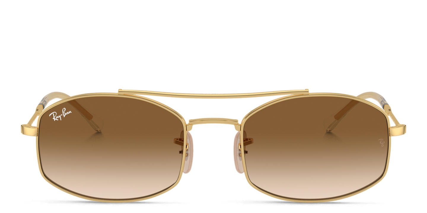 Shop Ray-Ban Unisex Oval Sunglasses in Gold online.