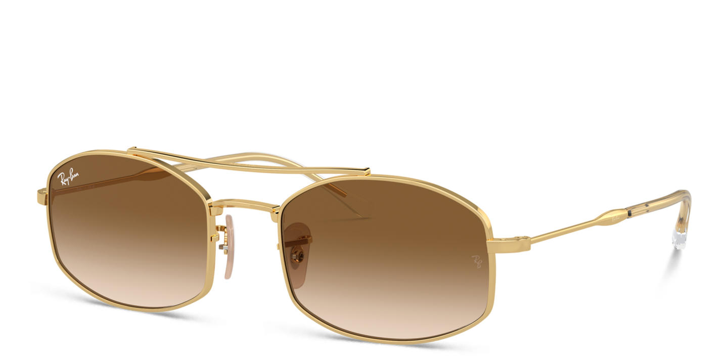 Shop Ray-Ban Unisex Oval Sunglasses in Gold online.