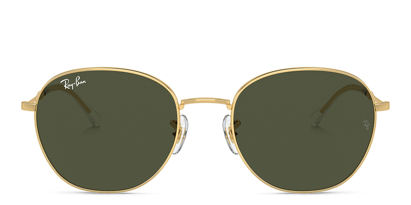 Ray-Ban Logo Unisex Round Sunglasses in Gold – Product Photo 0