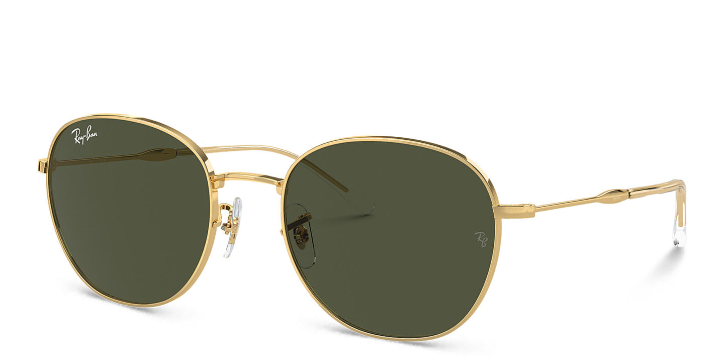 Ray-Ban Logo Unisex Round Sunglasses in Gold – Product Photo 1