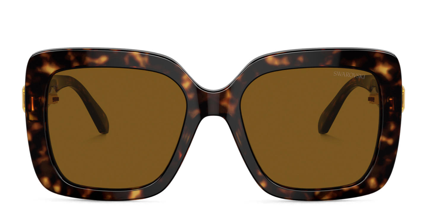 Swarovski Crystal-Embellished Oversized Square Sunglasses in Havana – Product Photo 0