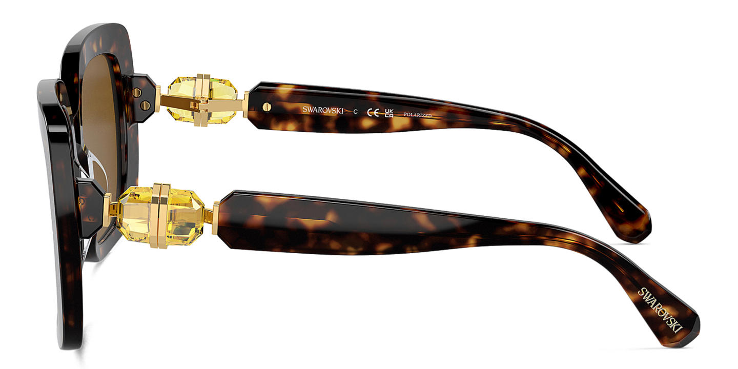 Swarovski Crystal-Embellished Oversized Square Sunglasses in Havana – Product Photo 2