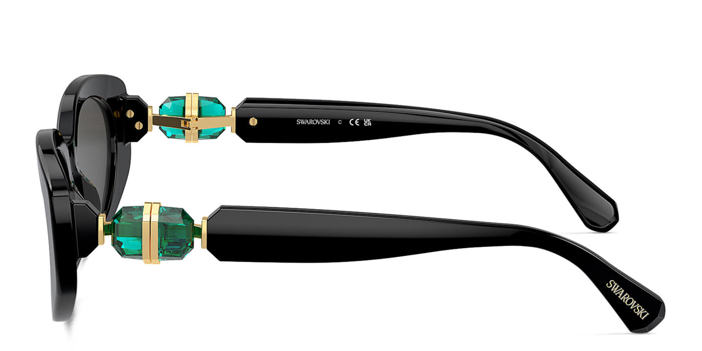 Swarovski Crystal-Embellished Oval Sunglasses in Black – Product Photo 2