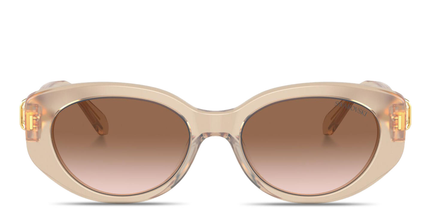 Swarovski Crystal-Embellished Oval Sunglasses in Transparent Beige – Product Photo 0