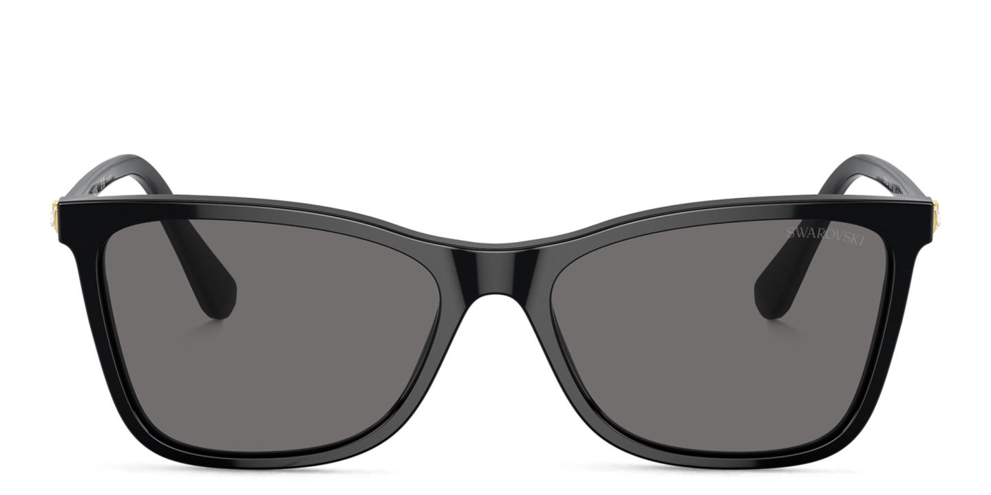 Shop Swarovski Rhinestone-Embellished Rectangle Sunglasses in Black online.