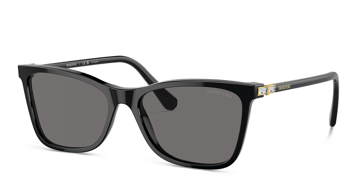 Shop Swarovski Rhinestone-Embellished Rectangle Sunglasses in Black online.