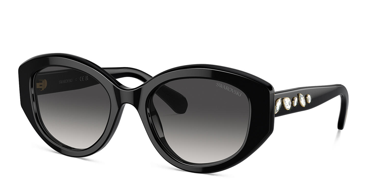Swarovski Crystal-Embellished Irregular Sunglasses in Black – Product Photo 1