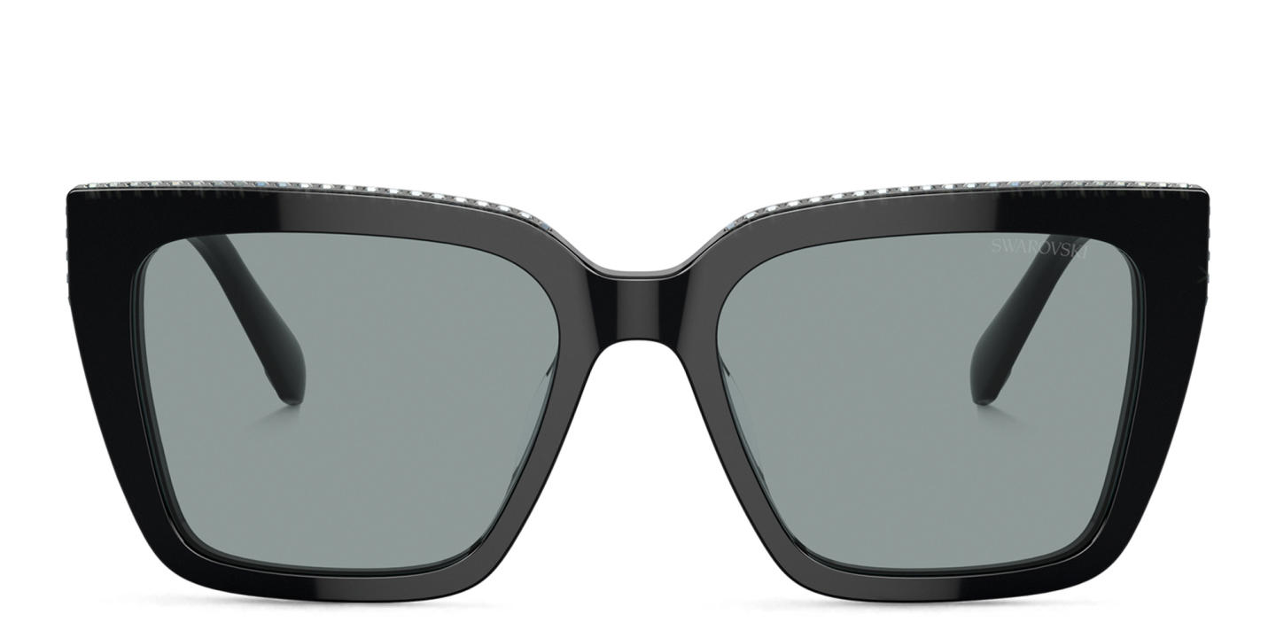 Shop Swarovski Crystal-Embedded Square Sunglasses in Black online.