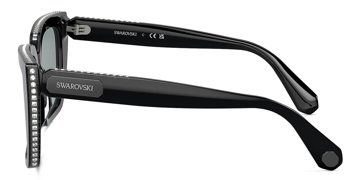 Shop Swarovski Crystal-Embedded Square Sunglasses in Black online.