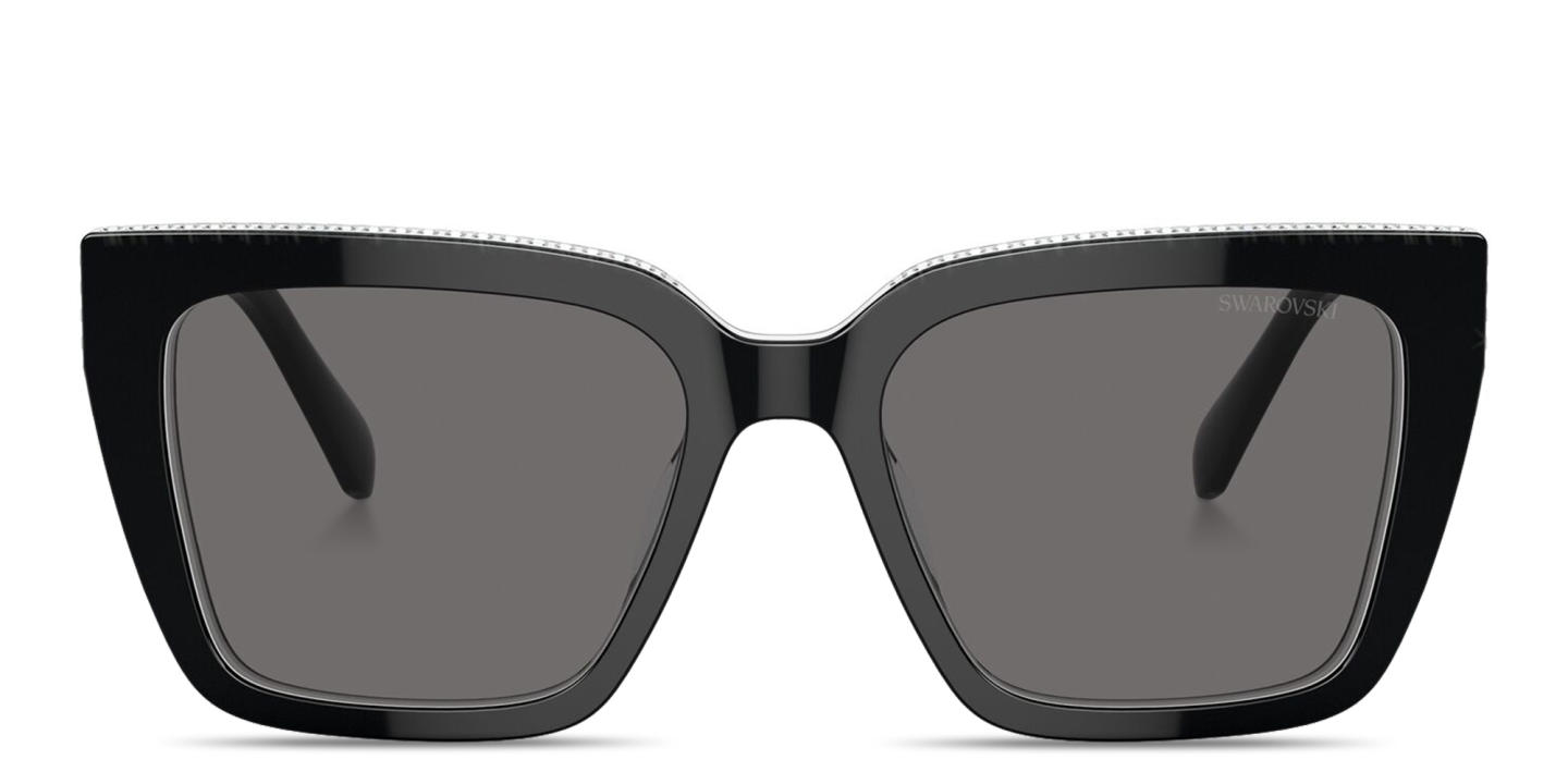 Shop Swarovski Crystal-Accented Square Sunglasses in Black online.