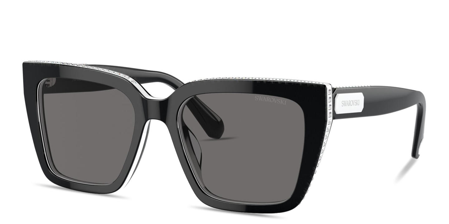 Shop Swarovski Crystal-Accented Square Sunglasses in Black online.