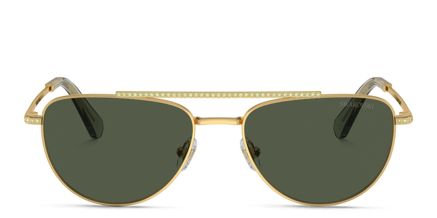 Shop Swarovski Crystal-Embellished Irregular Sunglasses in Gold online.