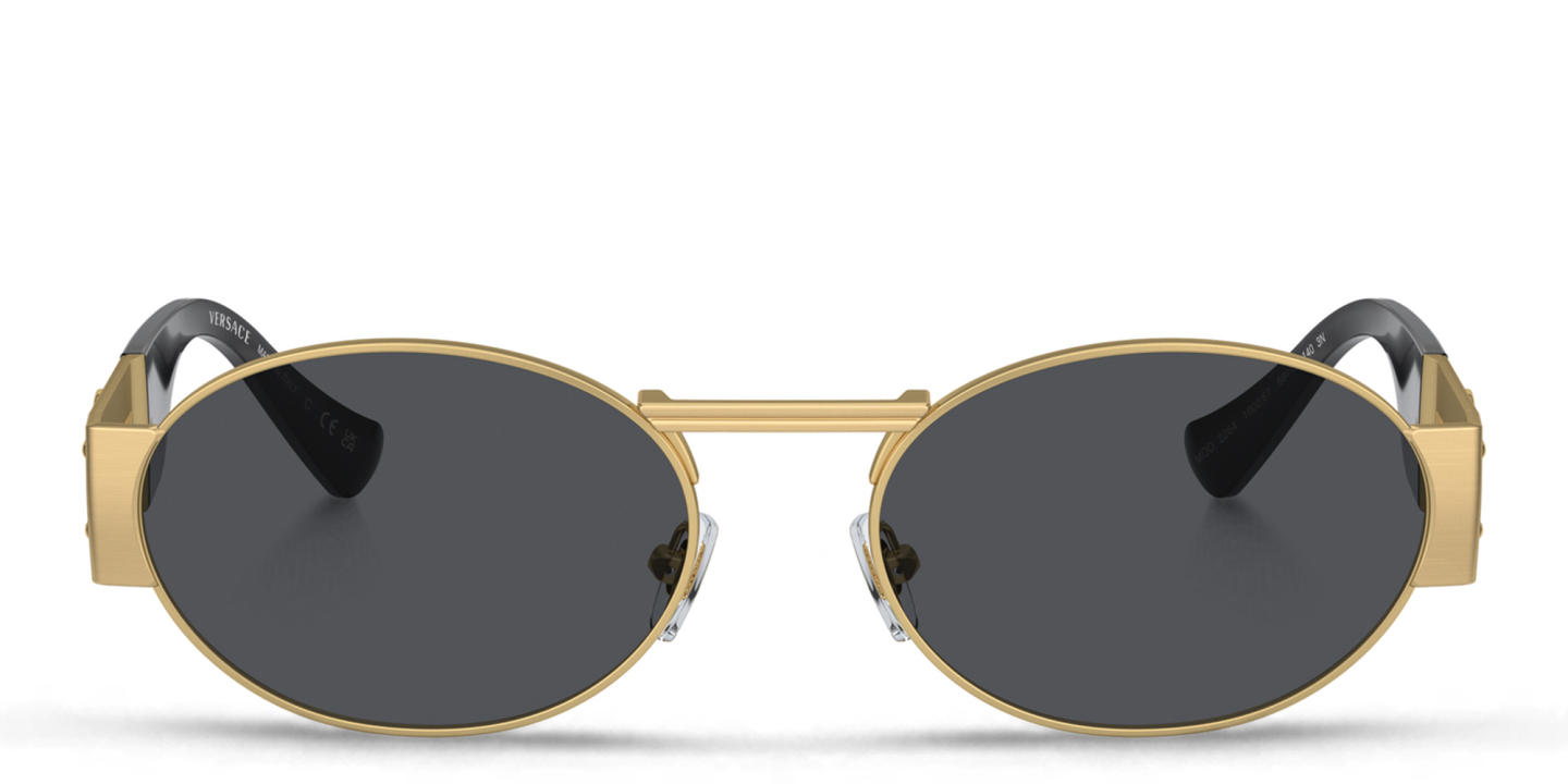 Shop VERSACE Medusa Unisex Oval Sunglasses in Gold online.