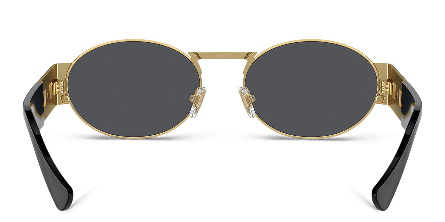 Shop VERSACE Medusa Unisex Oval Sunglasses in Gold online.