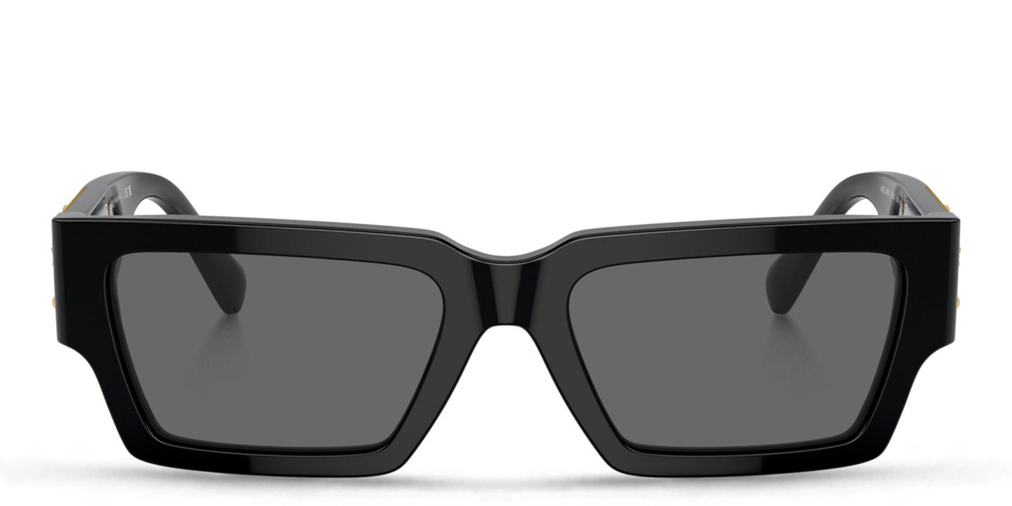 Shop VERSACE Medusa Unisex Rectangle Sunglasses in Black online.