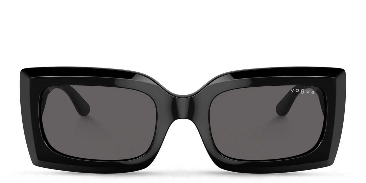 Shop Vogue Eyewear Logo-Print Rectangle Sunglasses in Black online.