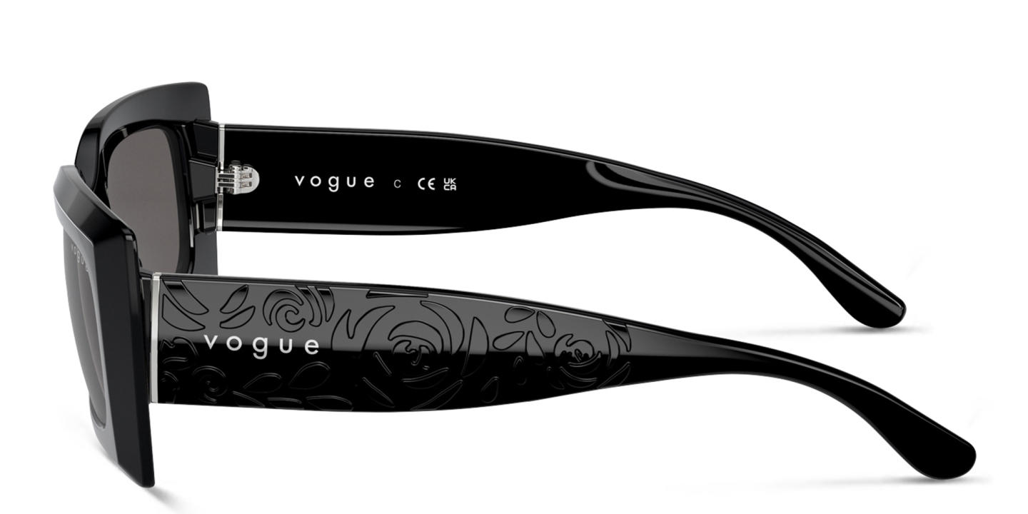 Shop Vogue Eyewear Logo-Print Rectangle Sunglasses in Black online.