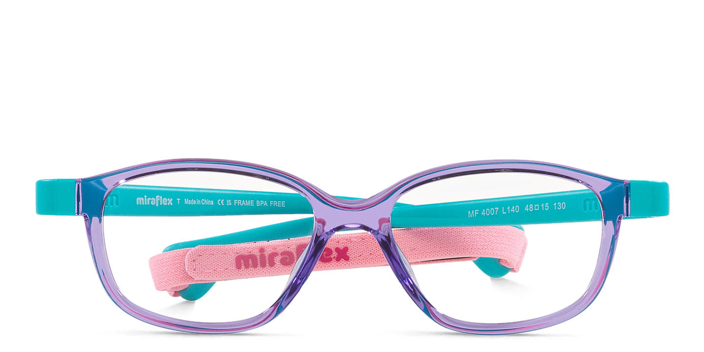 Shop Mira Flex Logo Kids Irregular Eyeglasses in Purple online.