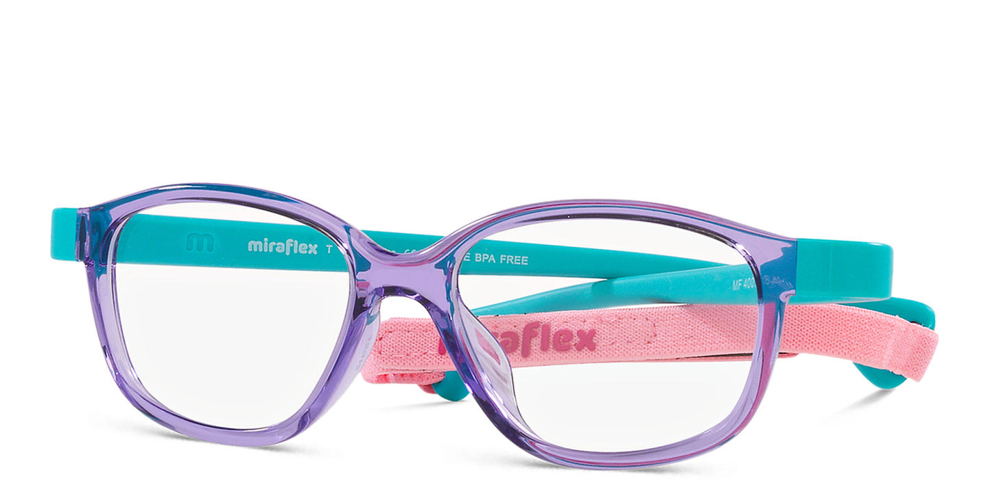 Shop Mira Flex Logo Kids Irregular Eyeglasses in Purple online.
