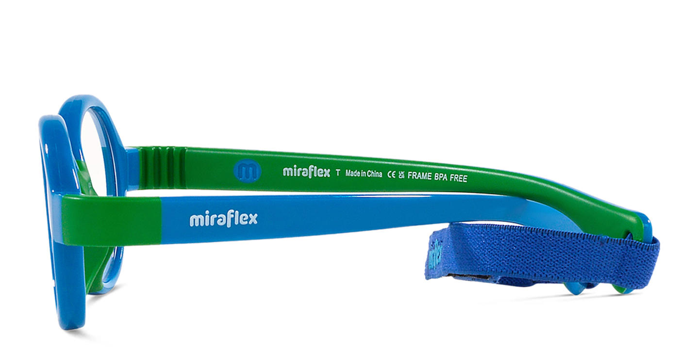 Shop Mira Flex Logo Kids Oval Eyeglasses in Blue & Green online.
