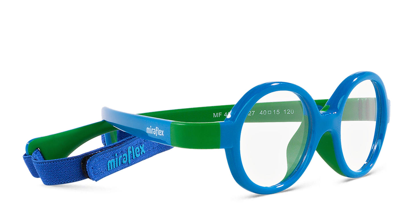 Shop Mira Flex Logo Kids Oval Eyeglasses in Blue & Green online.