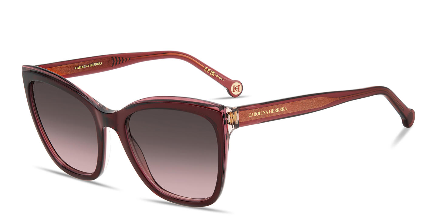 Shop Carolina Herrera Logo Signature Butterfly Sunglasses in Burgundy online.