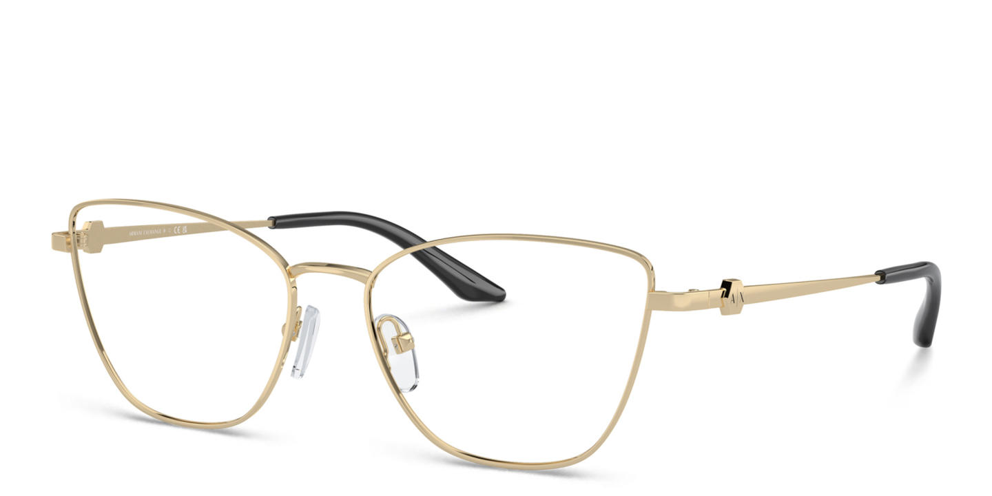 Armani Exchange A|X Logo Cat-Eye Eyeglasses in Gold – Product Photo 1
