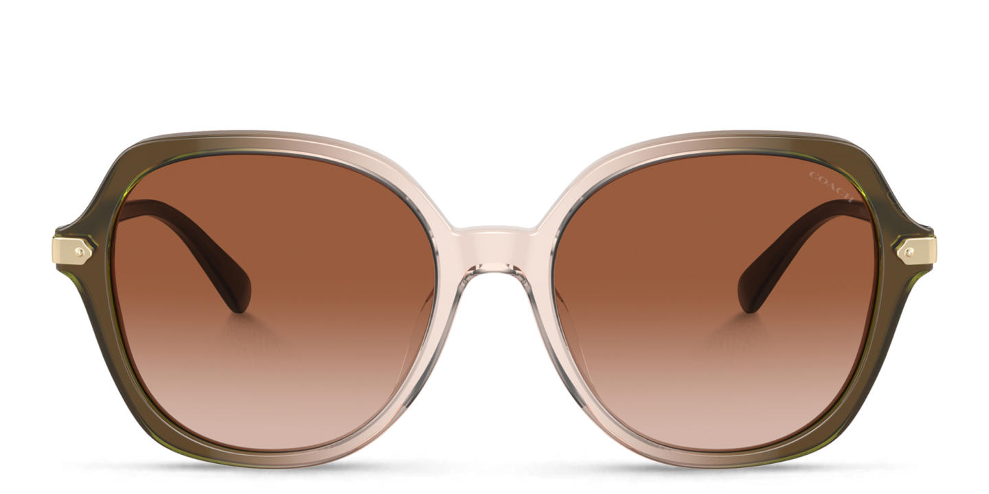 Shop Coach Round Sunglasses in Beige online.
