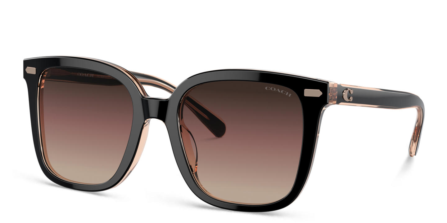 Shop Coach C Motif Oversized Square Sunglasses in Black online.