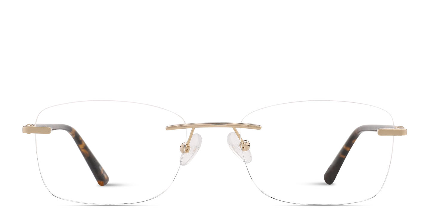 TRICE Logo Rimless Rectangle Eyeglasses in Gold – Product Photo 0