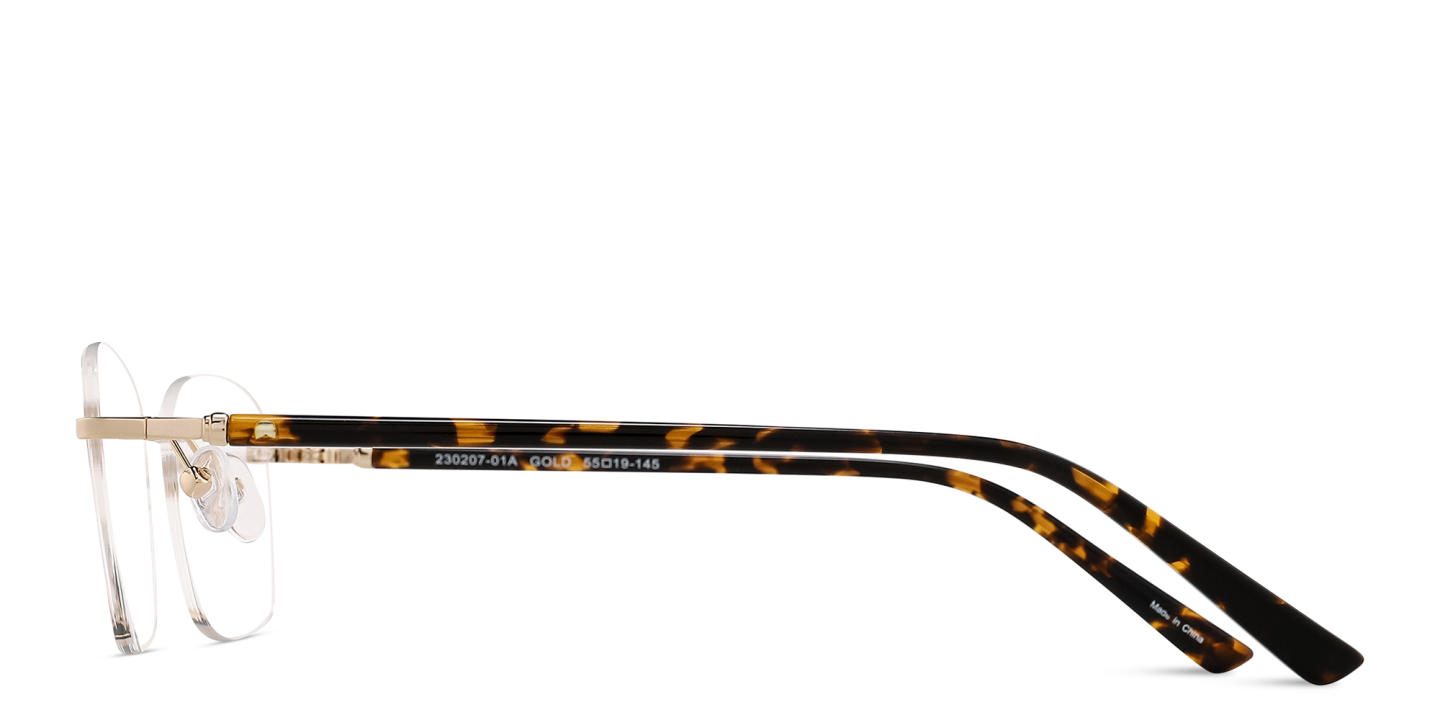 TRICE Logo Rimless Rectangle Eyeglasses in Gold – Product Photo 2