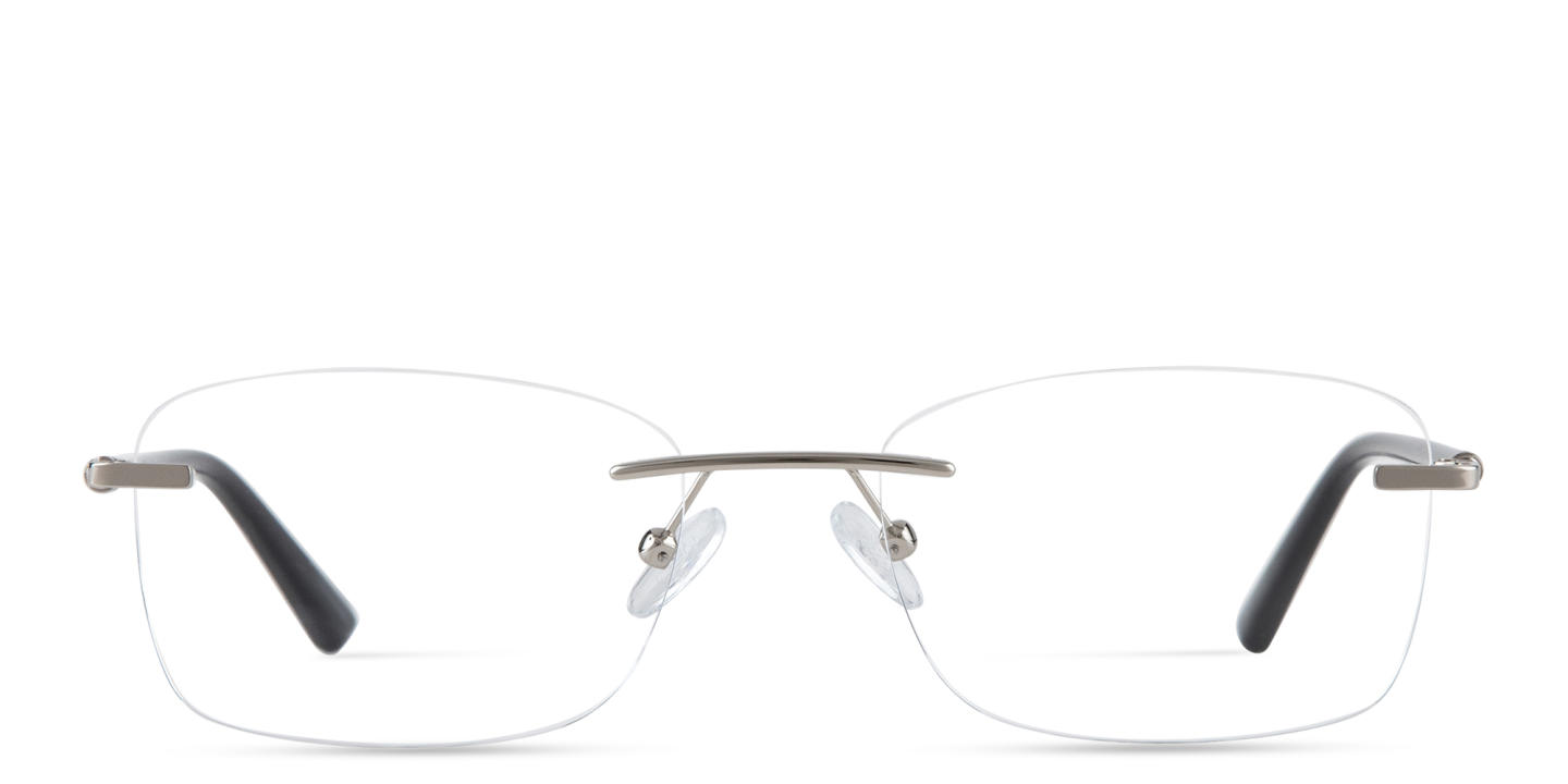 TRICE Logo Rimless Rectangle Eyeglasses in Silver – Product Photo 0